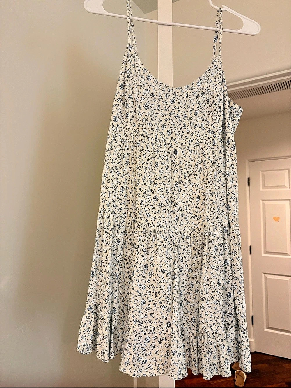 Brandy Melville Floral Mini Dress in White & Blue